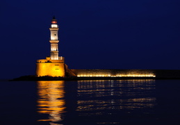 Hania lighthouse at night